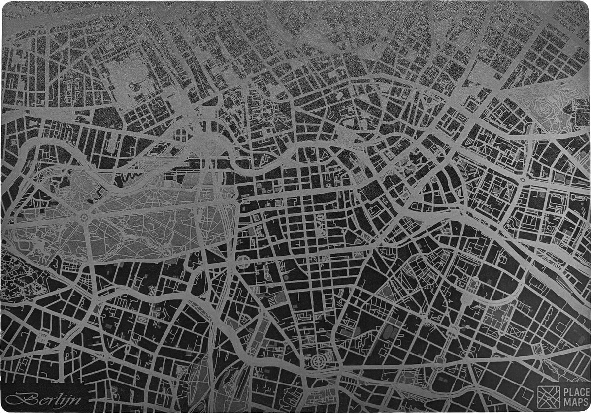 Place Maps Gegraveerde Kunstlederen Placemat Berlijn Zwart 1 stuk