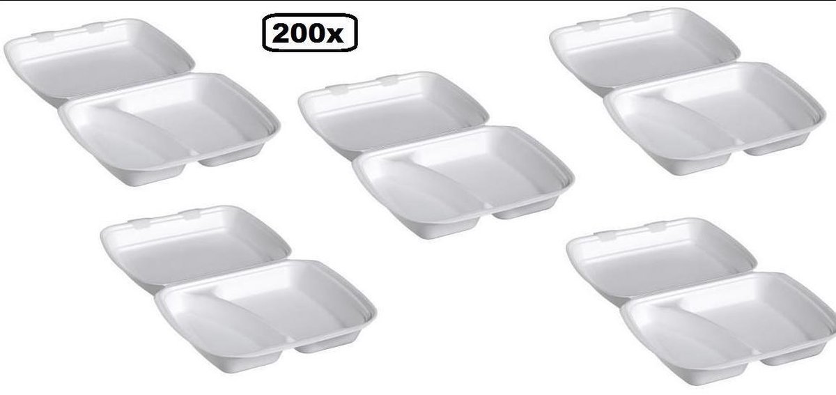 100x Menubox 2 vaks - maaltijd bezorging eten food bak vakken maaltijdbox menu afhaal
