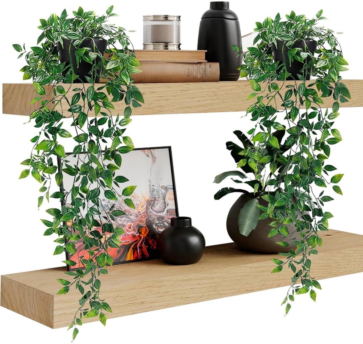 EXCITAT 2 stuks - Kunstplanten - Plantenpotten - Plastic planten - Geschikt voor woonkamer, slaapkamer, gang, trappenhuis, kantoor