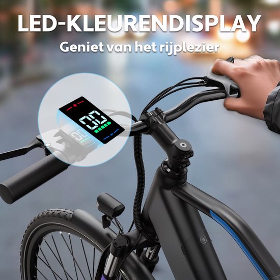 Elektrische Fiets DUOTTS C29Lite - 468Wh/13 Ah Accu - 80 km Bereik - 250W Motor - 27.5" Anti-Lekbanden- Shimano 7 Versnellingen - Mechanische schijfrem - Ijzeren Frame - Kleuren display - Inclusief Bagagedrager - Stadsfiets — afbeelding 5