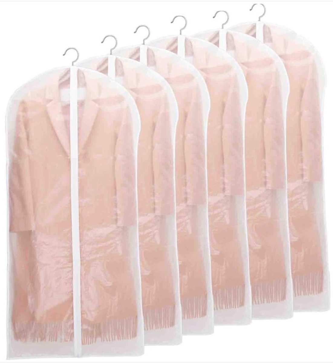 Kledinghoes - Opbergtas - 5 Stuks - 60x140cm - Kledingzak - Kledingzakken met rits - Waterbestendig hoes met opening voor kledinghanger - Kledingbescherming - Transparant - Ademend & Stofdicht