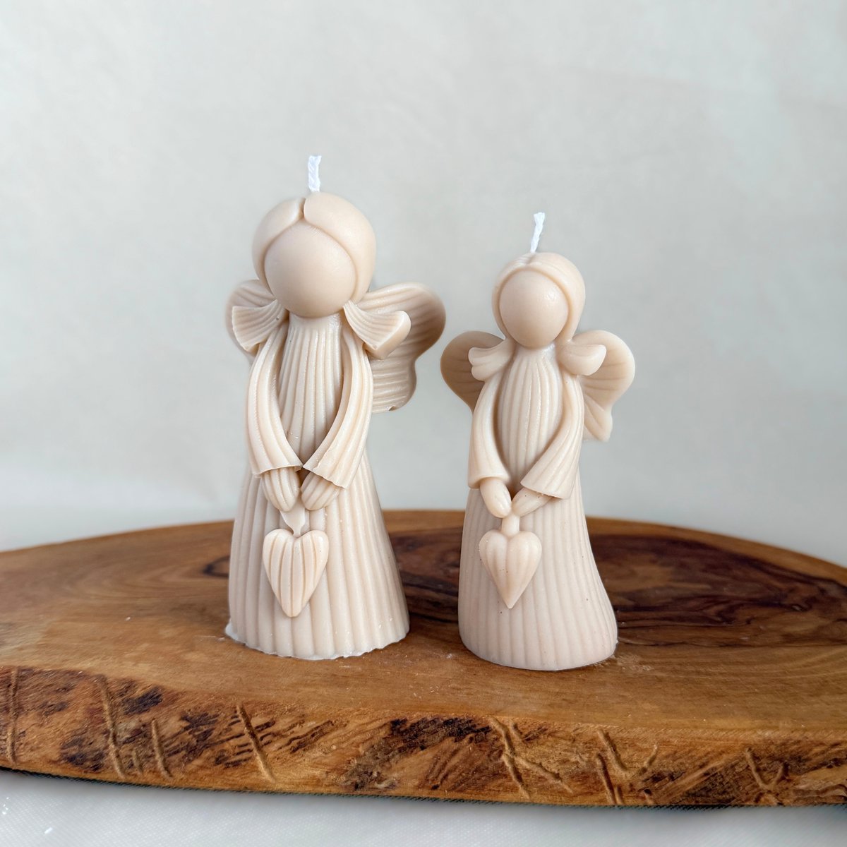 Engel kaarsen set- Engelmeisje kaars- Decoratie kerst - Winter decoratie -Beige kleur