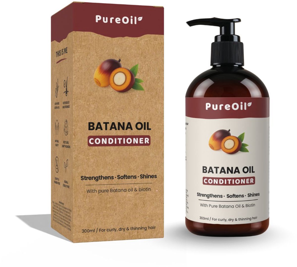 PureOil - Batana Oil Conditioner - Haargroei & Anti Pluis - Met 100% Pure Batana Olie & Biotine - Wonderolie
