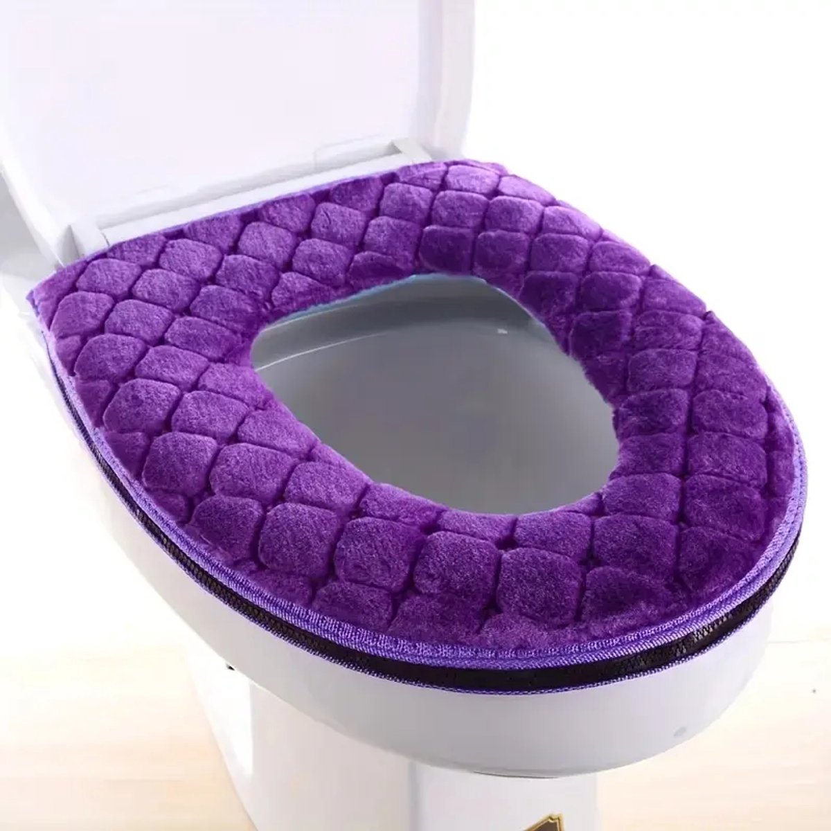 Daity Een toiletbrilhoes in herfst-/winterstijl - verdikt - wasbaar - zacht en comfortabel (paars).