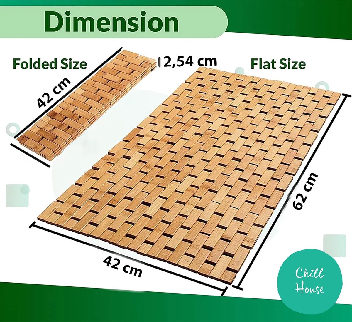 Badmat van bamboehout - antislipmat voor in badkuip - bamboemat voor in badkamer met antislip - badmat voor douche - bamboe tapijt voor badkamer (Natuurlijk) — cadeau in Wonen & Interieur - foto 4
