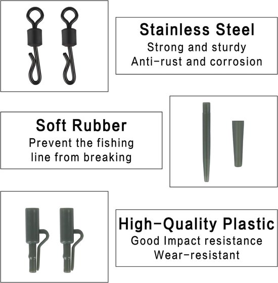 40 Stuks Carp Fishing Tackle - Anti Tangle Sleeves, Rubber Tubes, Opberbox — afbeelding 3