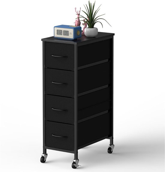 Commode White-Label® - Meuble de rangement de bureau à tiroirs - Classeur - Zwart