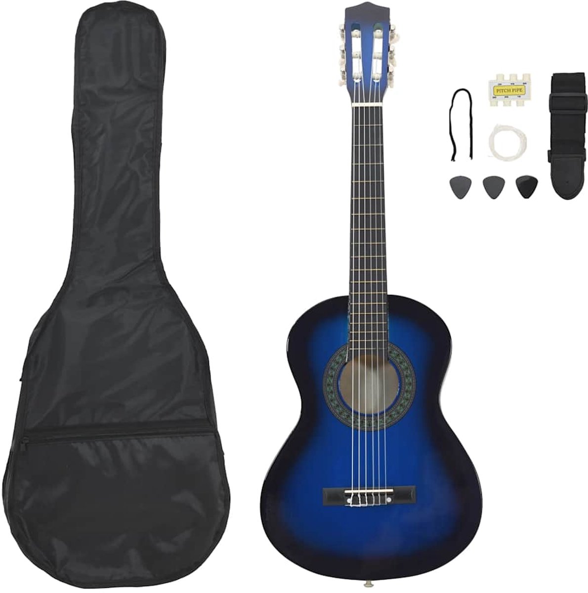 Bol.com vidaXL - 8-delige - Gitaarset - klassiek - beginner - 1/2 - 34" - blauw aanbieding