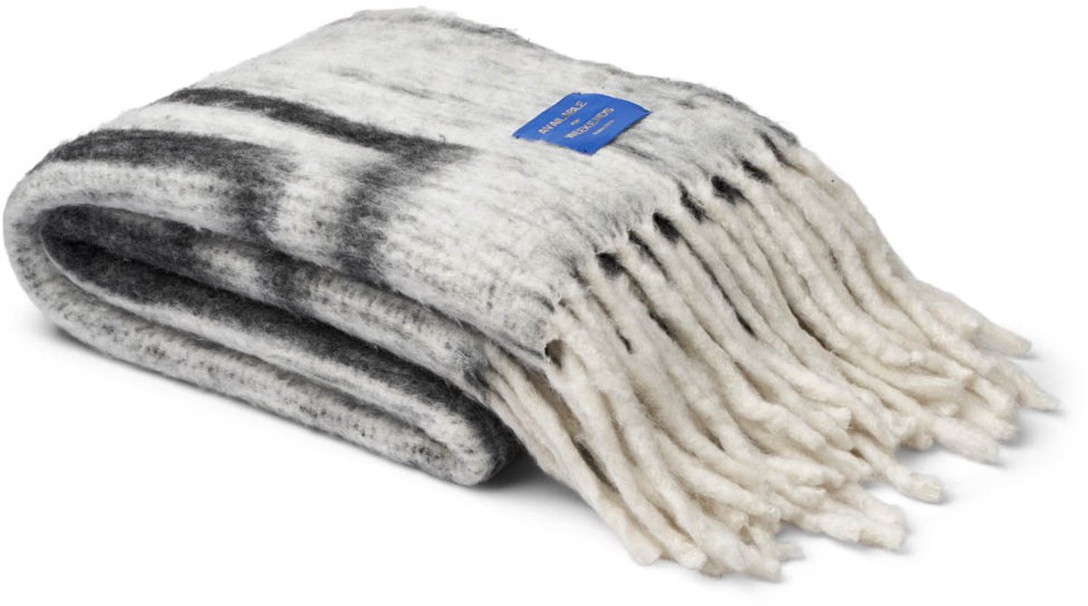 Bongusta plaid - Weekend plaid creme & ink- deken - donkerblauw en wit