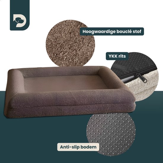 BedDog® hondenmand SUNNY 4in1, grote hondenbed, wasbare hondensofa, ovaal hondenkussen, met afneembare hoez, XXXL, beige/bruin