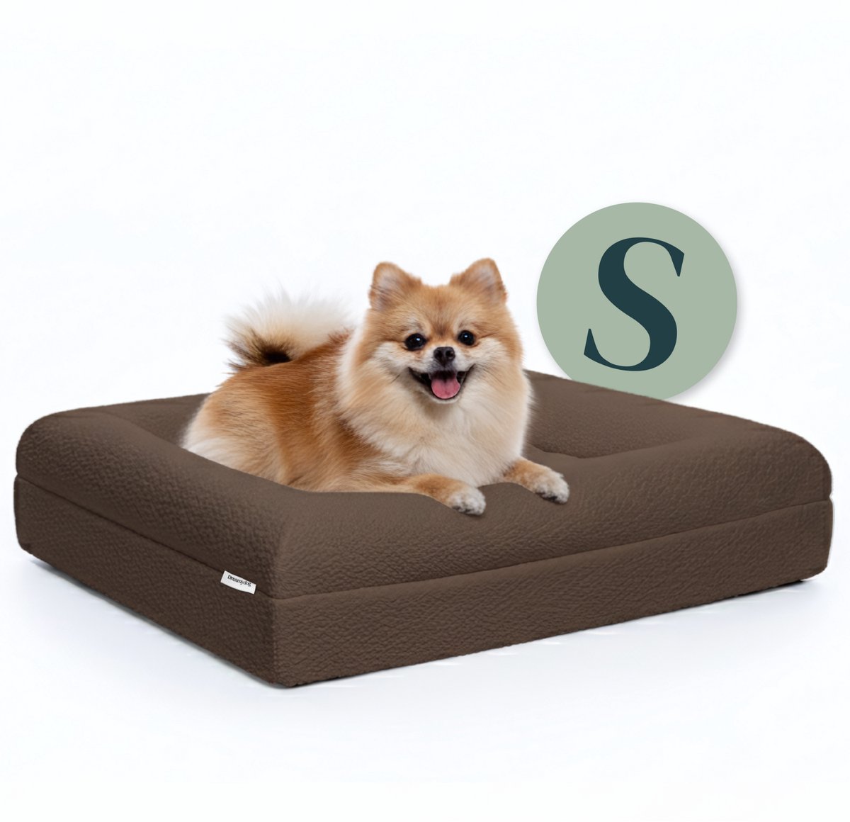 Dreamydog Orthopedische Hondenmand – Hondenbed Wasbaar – Orthopedisch Hondenkussen – Hondensofa Waterdicht – Bouclé Choco Bruin – Small 73x58x15 cm