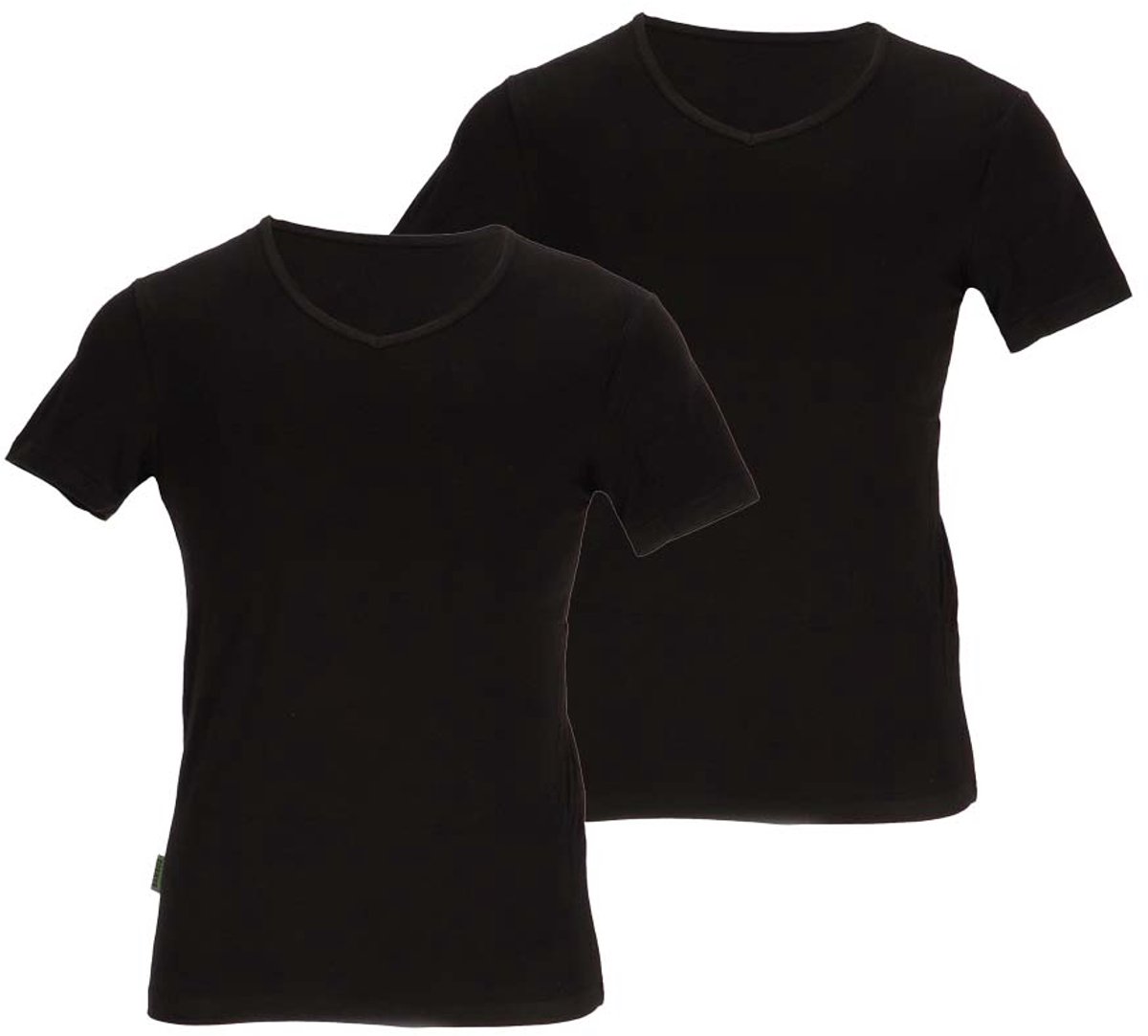 Basset - Heren T-Shirt V-hals Bamboo - 2-Pack - Maat M - Zwart
