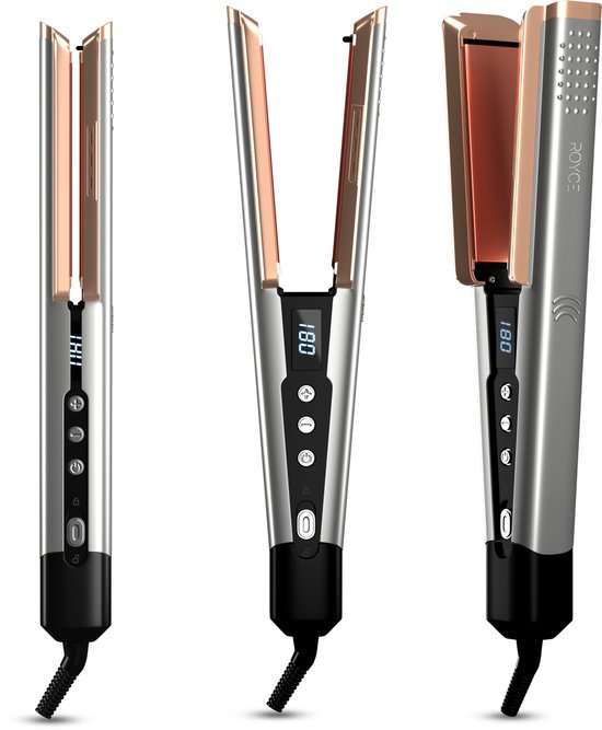 Royce Professionele Stijltang - Nieuwste technologie - 2 in 1 Stijltang en Krultang - Snel opgewarmd - Keramisch - Alle haartypes -