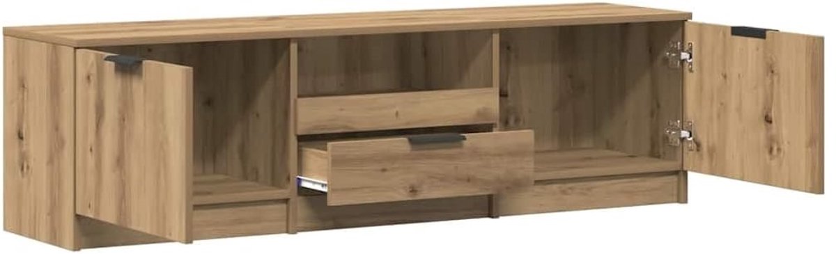 Artisan Eiken TV-meubel 140x35x40 cm met 3 Laden en 3 Legplanken – Robuust Houtmateriaal, Rustiek Design, Tv-Stand, Tv-Dressoir, Entertainment Meubel – Altameubel