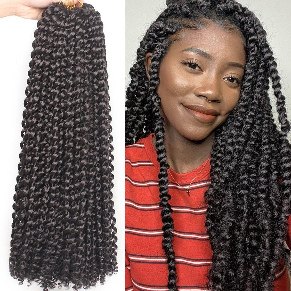 Provento - Passion Twist Braiding Hair 24 Inch Water Wave - 7 Packs - Voor Vrouwen - Pre Looped Hair Vlechten - Distressed Faux Locs - 18 Strands/Pack - Bohemian Braids Hair Extensions 2#
