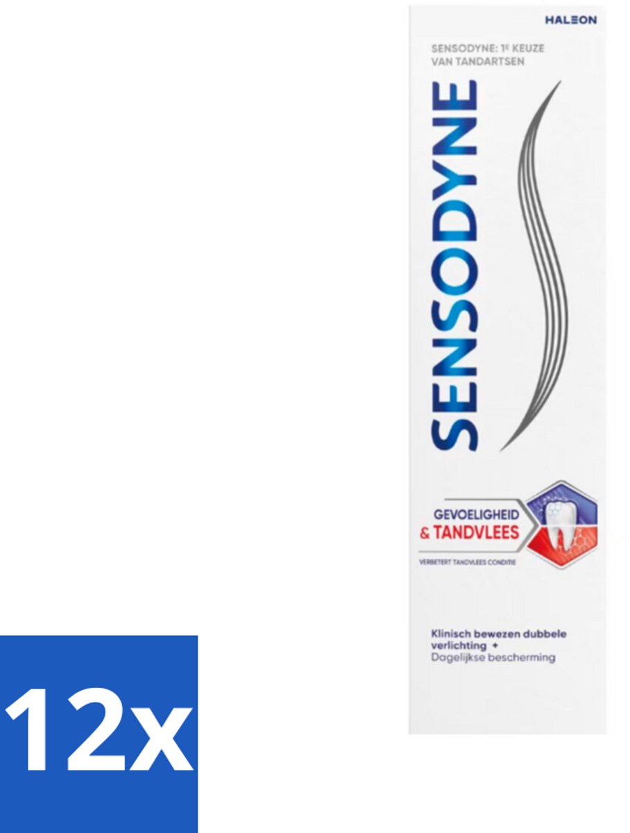 12 x Sensodyne - Tandpasta - Gevoeligheid & Tandvlees - Tandvleesverzorging - 75 ml - Tandgevoeligheid - Tandvleesproblemen - Tandpasta - Gevoelige Tanden - Tandplak