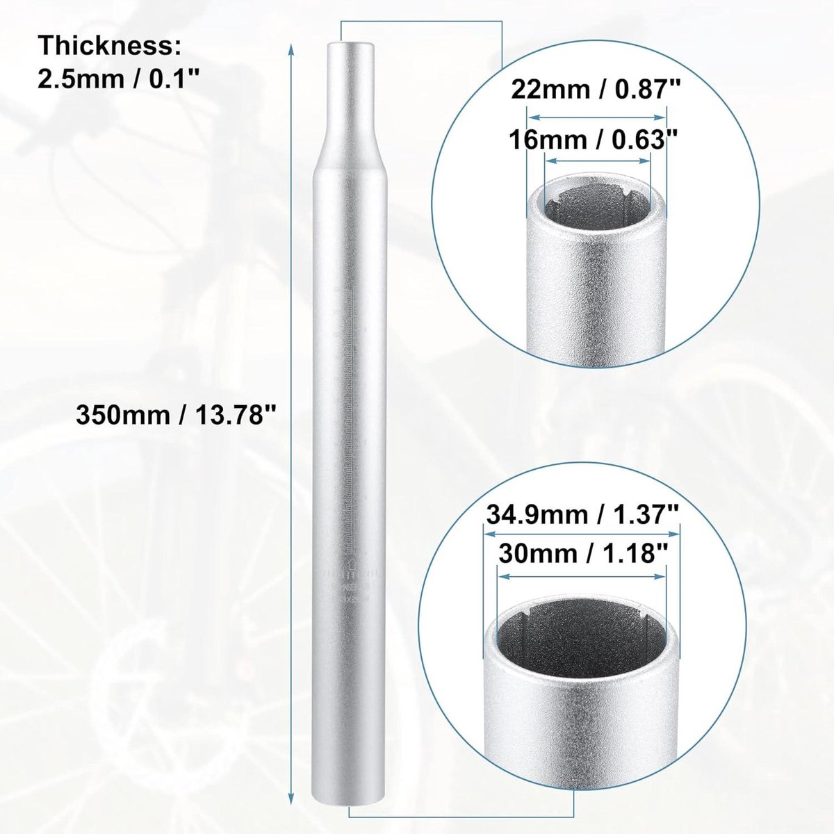 Provento - Fiets Zadelpen 34.9x350mm Met Schaalmarkering in Zilverkleurige Uitvoering