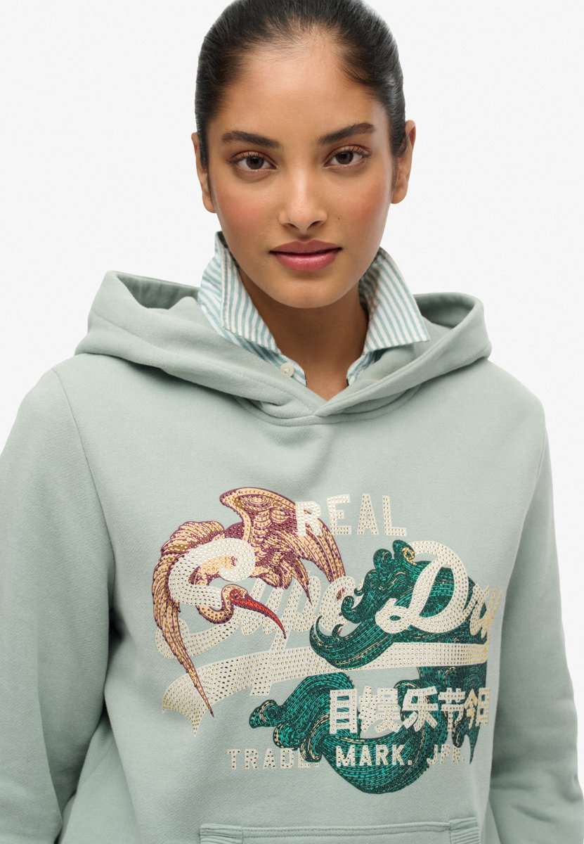 Superdry Tokyo Vintage Logo Relaxed Hoodie Dames Hoodies Groen