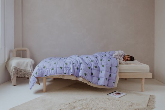 BLENKZ Verzwaringsdeken Kind 5kg – 140x200 – Hartjes paars groen – Voor kinderen vanaf ±6 jaar en tieners – Verzwaringsdeken 1-persoons – Zwaartedeken