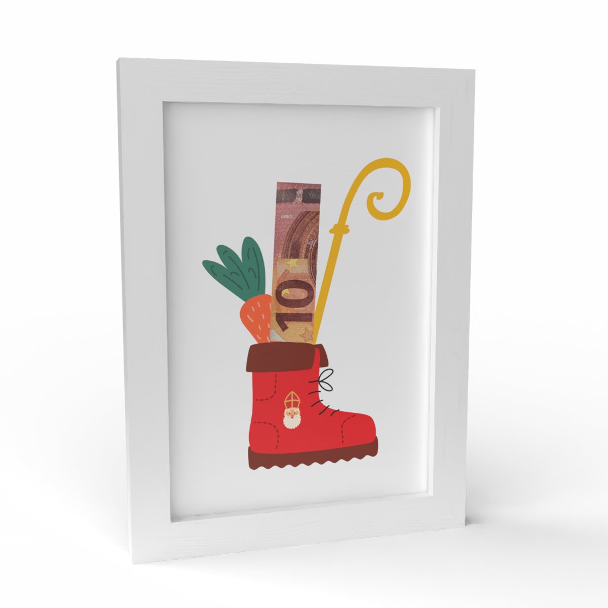 Kadogeld.nl - Fotolijst Wit A5 Geldcadeau - Sinterklaas Schoen - Orgineel - Geld - Cadeau - Geven
