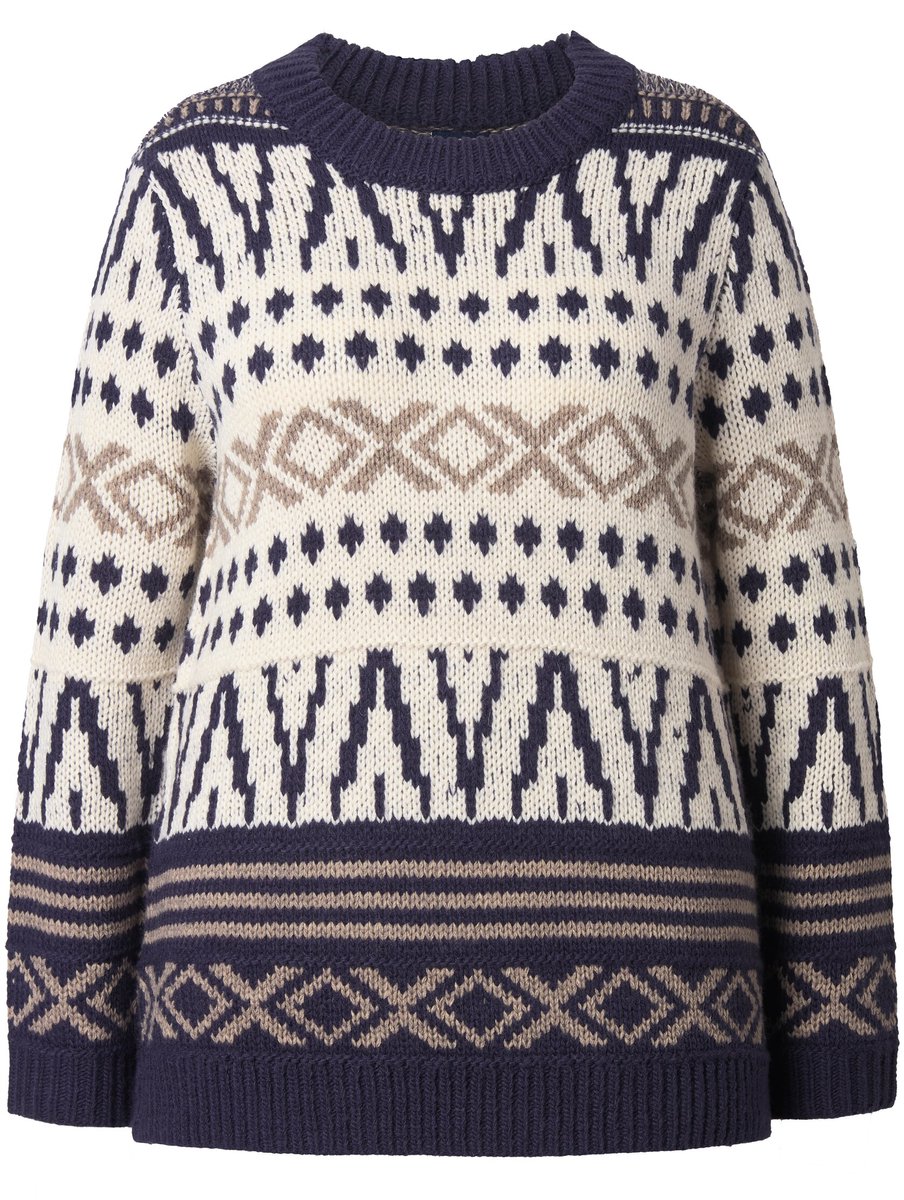 Laurasøn - Dames - Gebreide trui troyerkraag lange mouw - Navyblauw - Maat 40+
