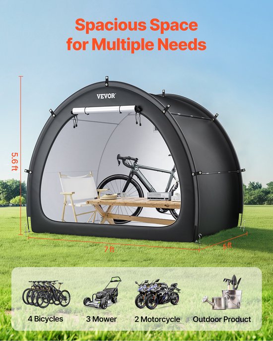 VEVOR Fiets Tent Fiets Garage Fietsenstalling voor 4-5 Fietsen 219x155x173cm van Vevor — afbeelding 4