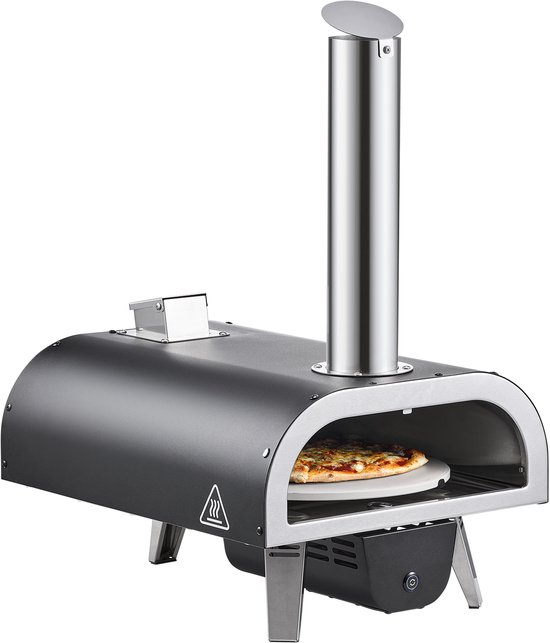 12-Inch Houtgestookte Pizzaoven voor Buiten met Thermometer, Elektrische Draaifunctie En Accessoires voor Achtertuin, Terras Of Camping van Merkloos — afbeelding 2