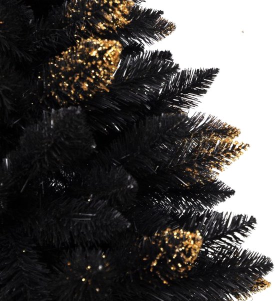 Zwart kunstkerstboom, Ghanese spar, PVC, goud, 150 cm