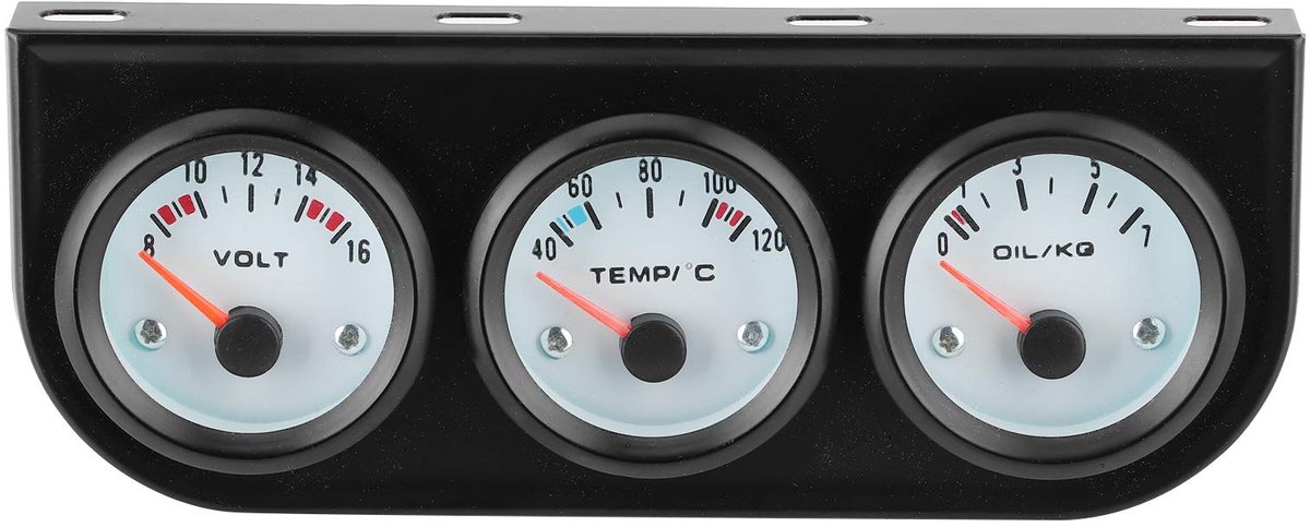 2 Inch 52 Mm Drievoudige Meterset, DC 12V Universele Autodashboardmeterset (watertemperatuur + Voltmeter + oliedrukmeter) Autometer Automatische Meterset voor Benzineauto, Boot,