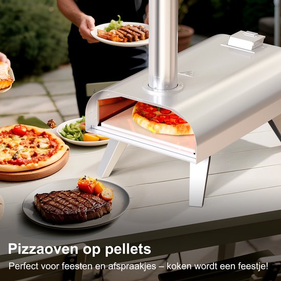 BIGHORN Pizza Pellet Oven - Pizza oven voor Buiten - Pizzaoven Draagbaar - Opvouwbaar - RVS - 15KG - 460°
