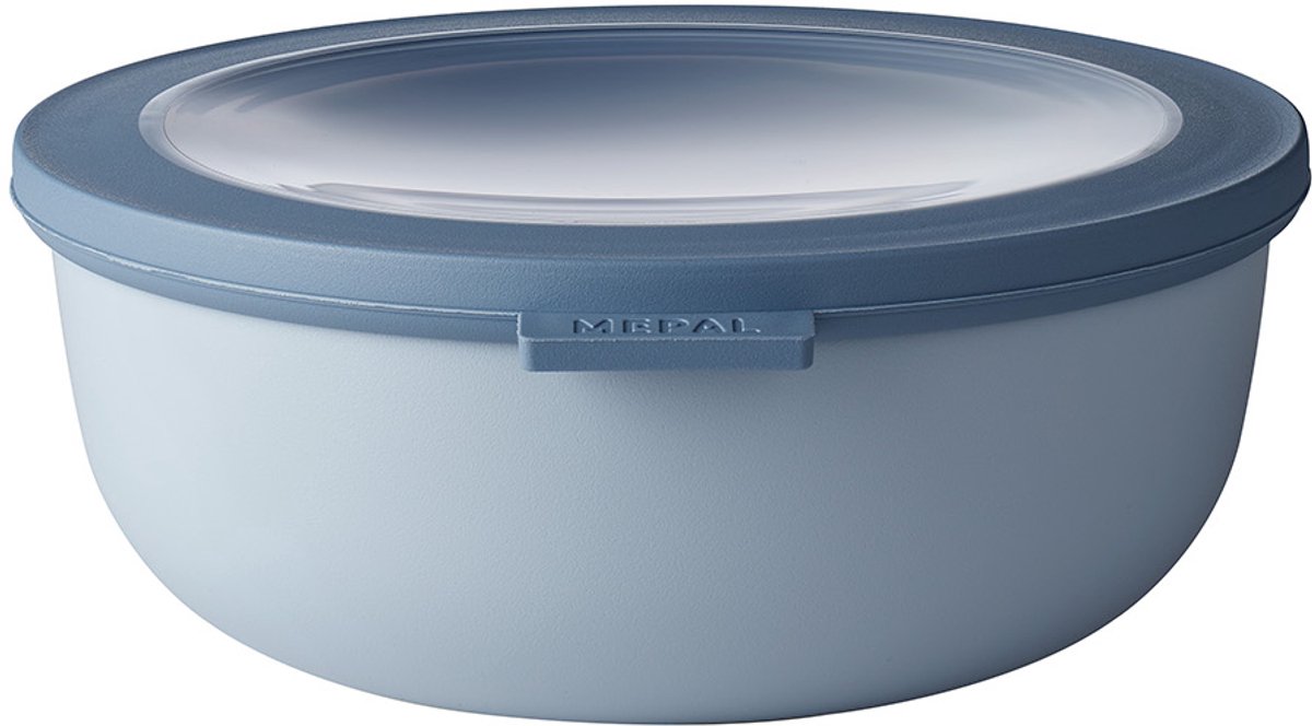 Mepal – Multikom Cirqula rond 1250 ml – Mag in de vriezer, magnetron en vaatwasser – Nordic blue – Geschikt als meal prep bakje, vershoudbakje, bewaardoos