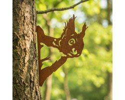 Metalbird Eekhoorn - Tuindecoratie buiten - Cortenstaal - 23x21cm - Lifestaal