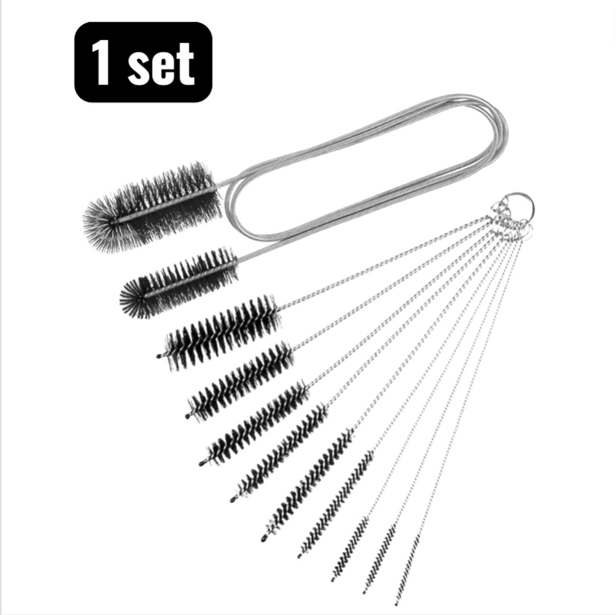 1 set - Reinigingsborstel - Schrobborstels - U-Vormige Buizen Reinigingsborstel - 155cm - Flexibele Veerborstel voor Sifons en Smalle Leidingen - Tweezijdige Ontstopper voor Koelkast, Afvoer en Riolering - Zwart