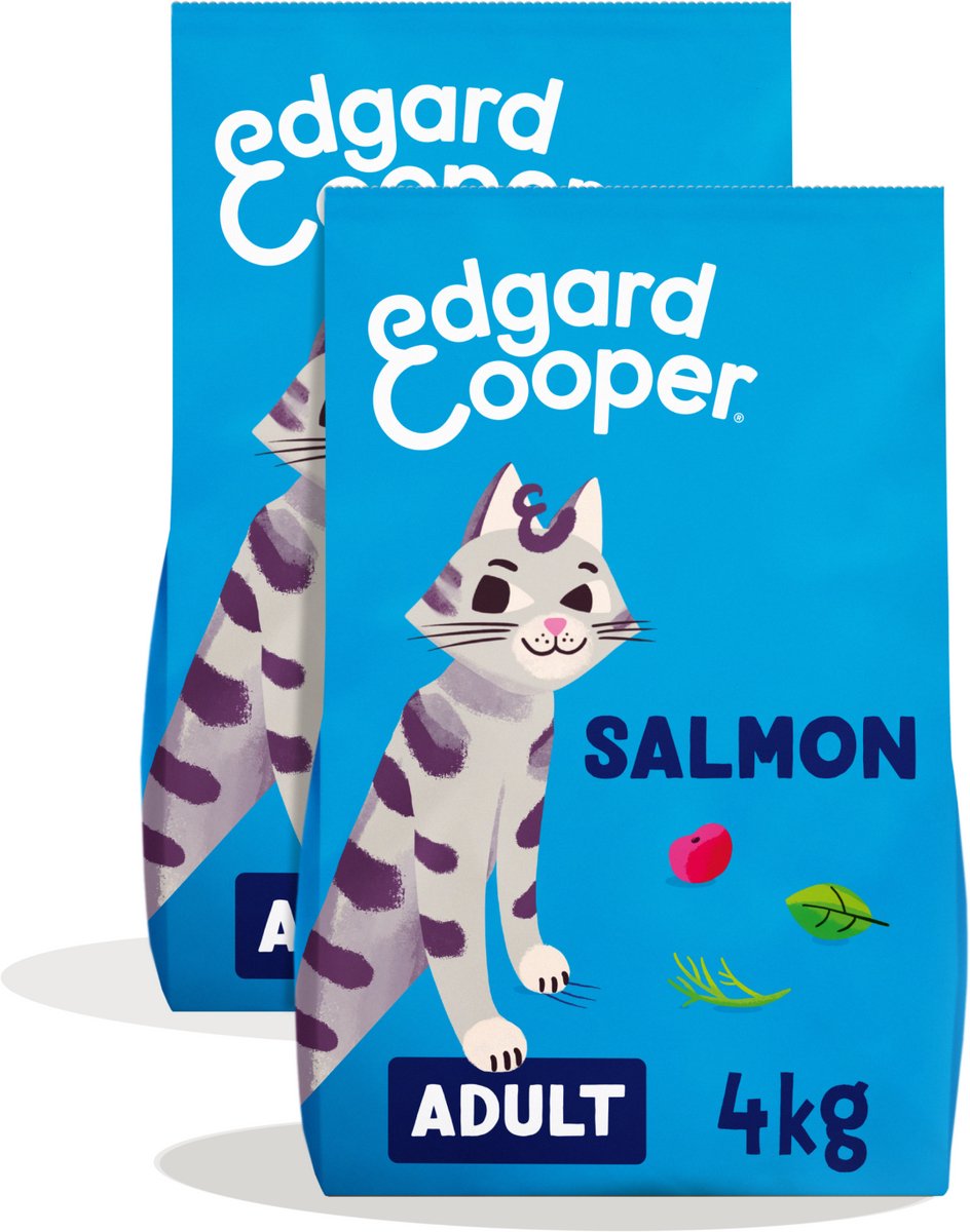 Edgard & Cooper Edgard & Cooper Graanvrij Droog Kattenvoer (2x Zalm 4kg), Vers Vis, Natuurlijke Kattenbrokjes voor Katten met Vers Vis, Eiwitrijk, Zonder Toegevoegde Suikers
