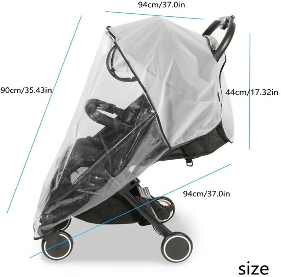 Universele regenhoes voor kinderwagens - winddicht, waterdicht, zonwerend, stofdicht, sneeuwdicht-transparant van Anukku — afbeelding 2