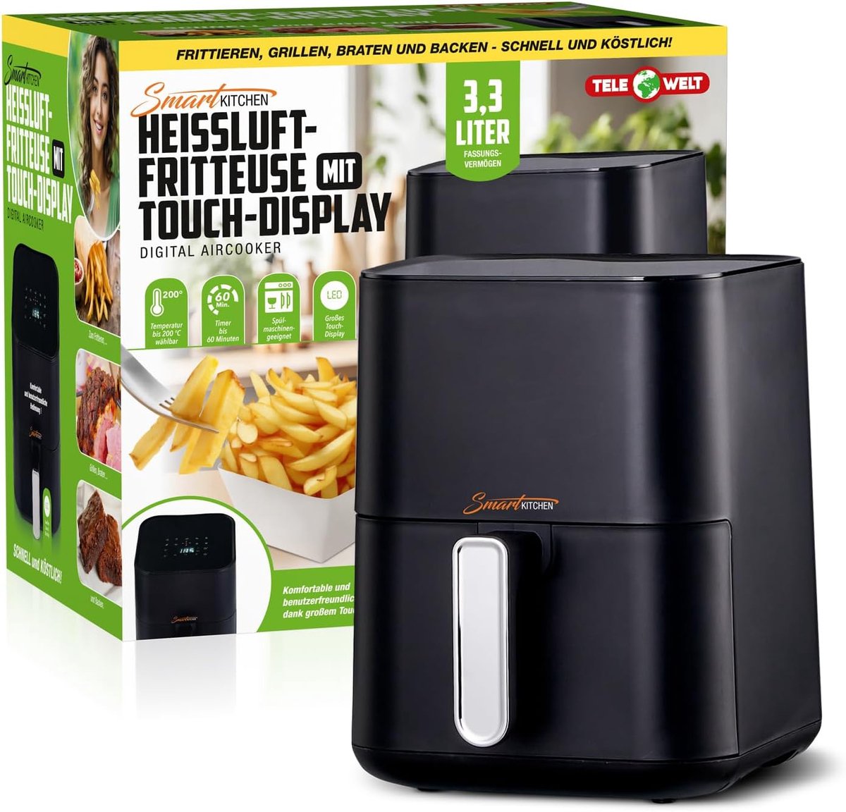 Smart Kitchen Heteluchtfriteuse 3.3L Kleine Airfryer voor - Smart - €44,99