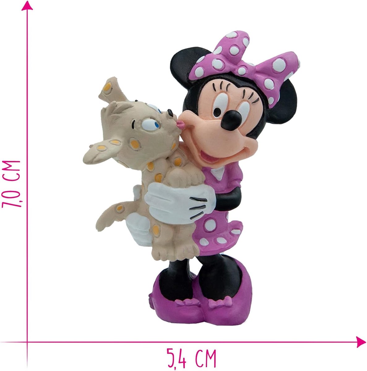 Bullyland 15329 – Speelfiguur en verzamelfiguur Minnie Mouse met puppy uit Disney, ca. 7,5 cm – levensecht en detailrijk vormgegeven – ideaal als taartfiguur en klein cadeautje voor kinderen vanaf 3 jaar. — afbeelding 2