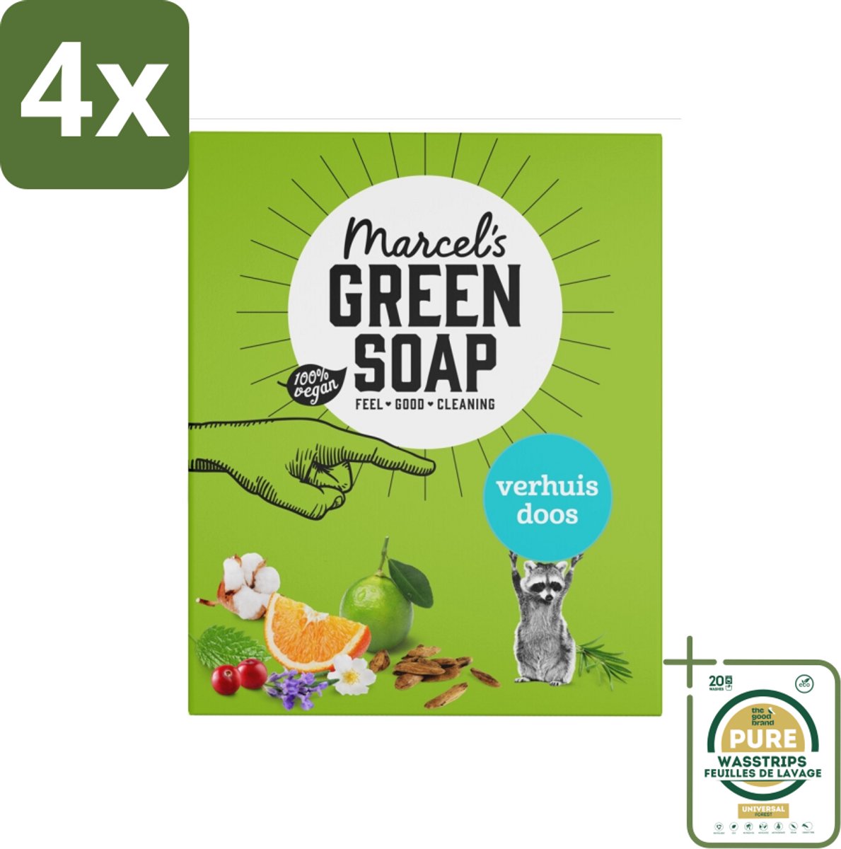 Marcel's Green Soap - Verhuisdoos - Duurzaam Schoonmaken - Natuurlijke verzorging - 8 Zeepjes - Voordeelverpakking - 4 stuks - Natuurlijke schoonmaakmiddelen - Verhuisdozen