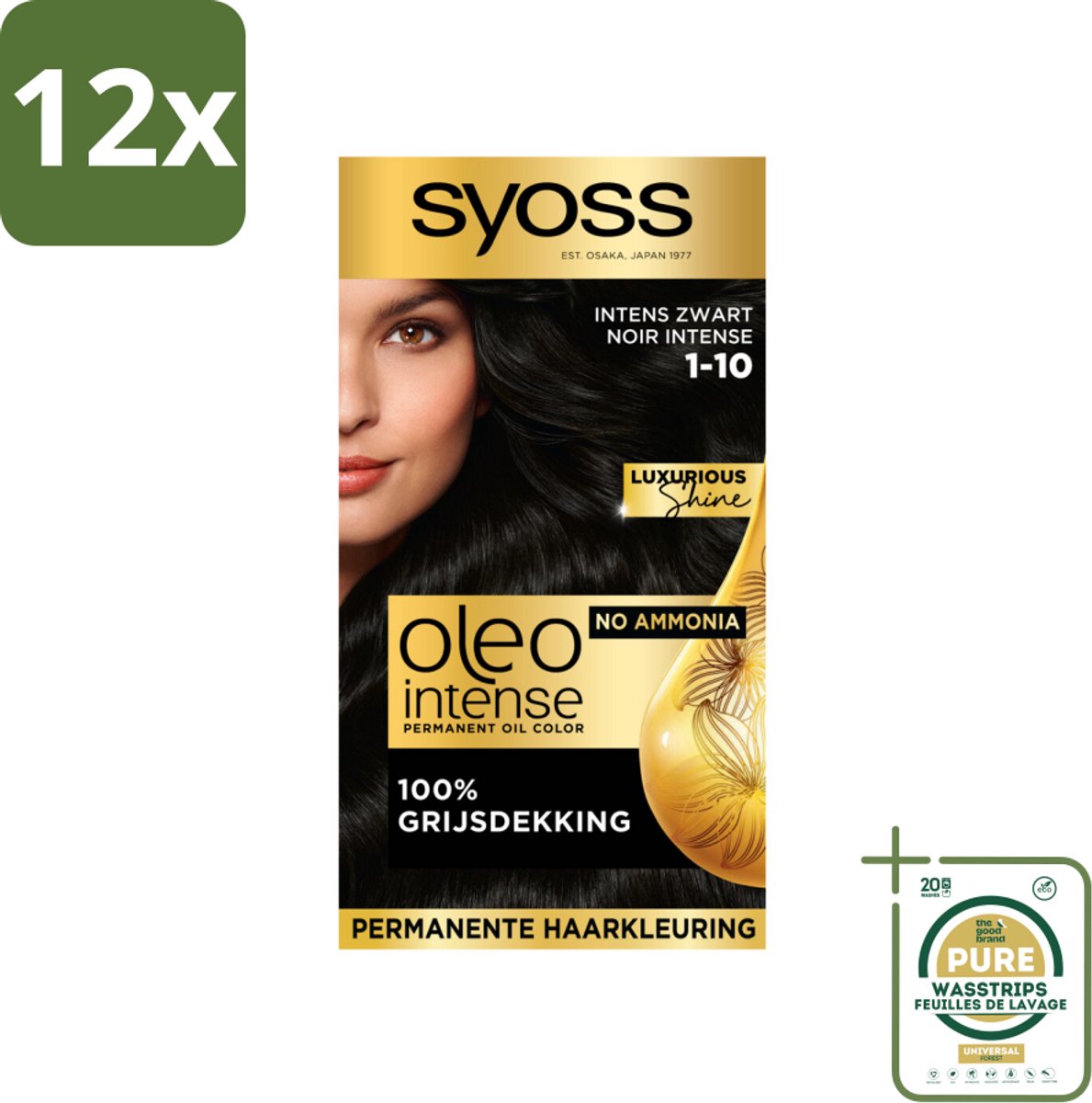 Syoss Oleo Intense - Haarverf - 1-10 - Intens Zwart - 115ml x 12