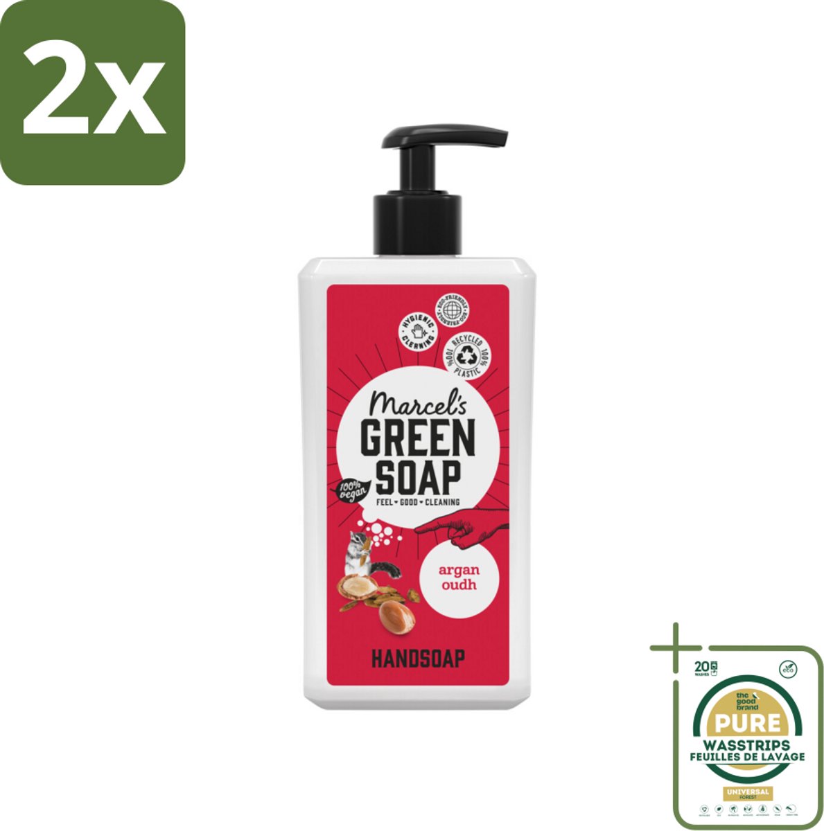 Marcel's Green Soap - Handzeep Argan & Oudh - Plantaardig & duurzaam - 500 ml - Voordeelverpakking - 2 stuks - Oudh - Natuurlijke handzeep