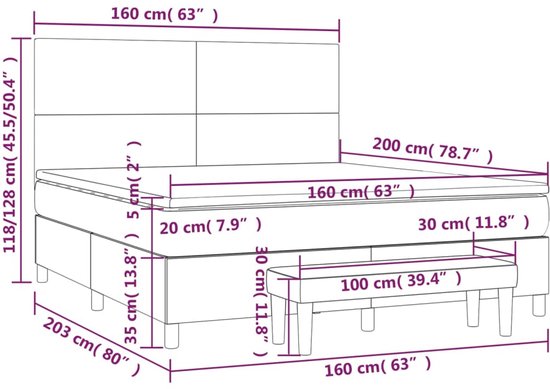 vidaXL-Boxspring-met-matras-stof-lichtgrijs-160x200-cm