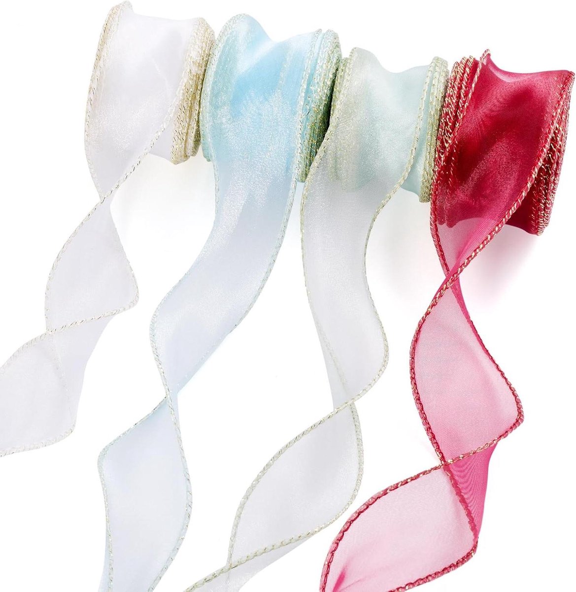 Provento - Iriserende Organza Lint 40mm Wijn Rood Blauw - Decoratieve Kant Versieringen - Voor Bruiloft Boeket - Gift Wrapping Maken - Strikken Krans