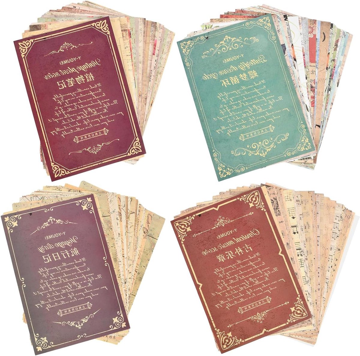 Provento - Scrapbooking papier set, vintage decoratie 12 x 17,4 cm, 120 stuks