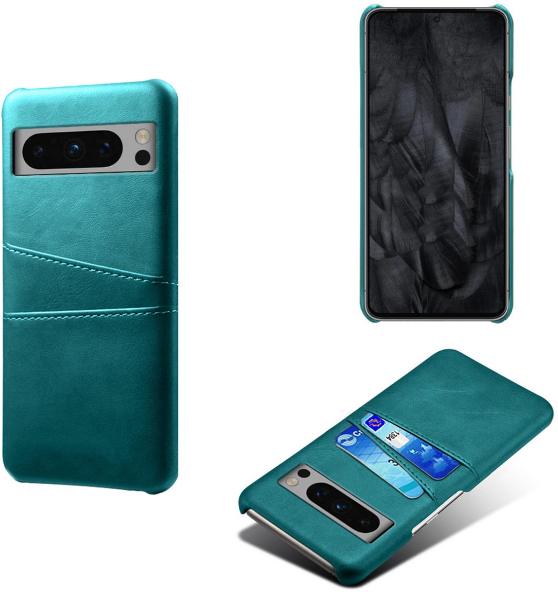 Back Cover met Opbergvakjes + Screenprotector voor Google Pixel 8 Pro _ Groen