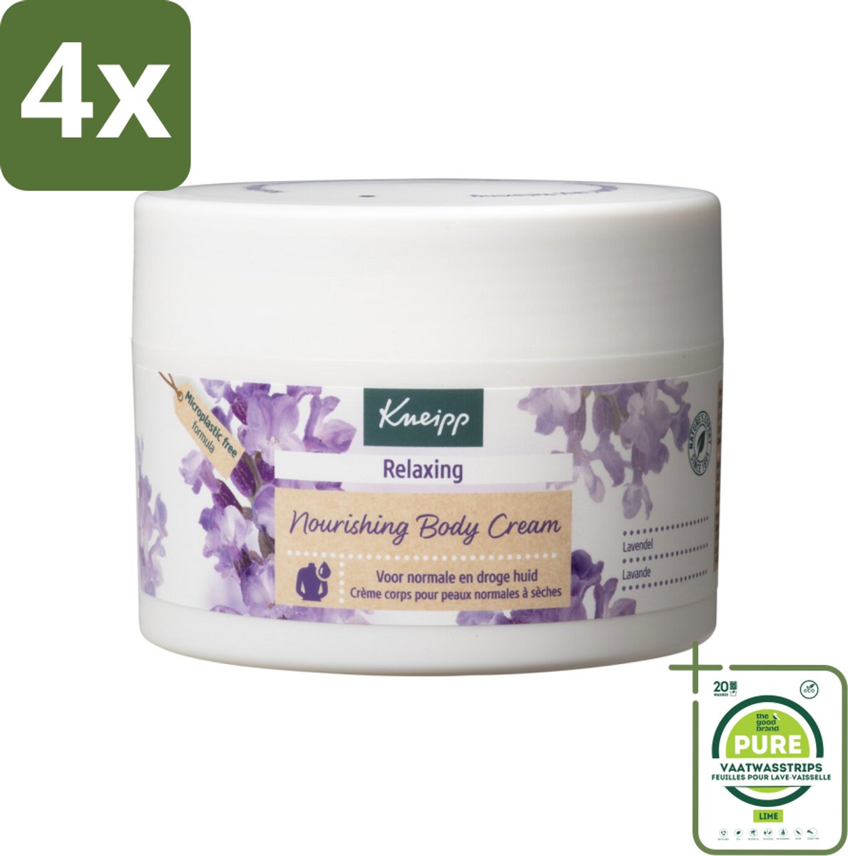 Kneipp - Body crème - Relaxing - Lavendel - Rustgevende geur - 200 ml - Voordeelverpakking - 4 stuks - Ontspanning - Bodycrème