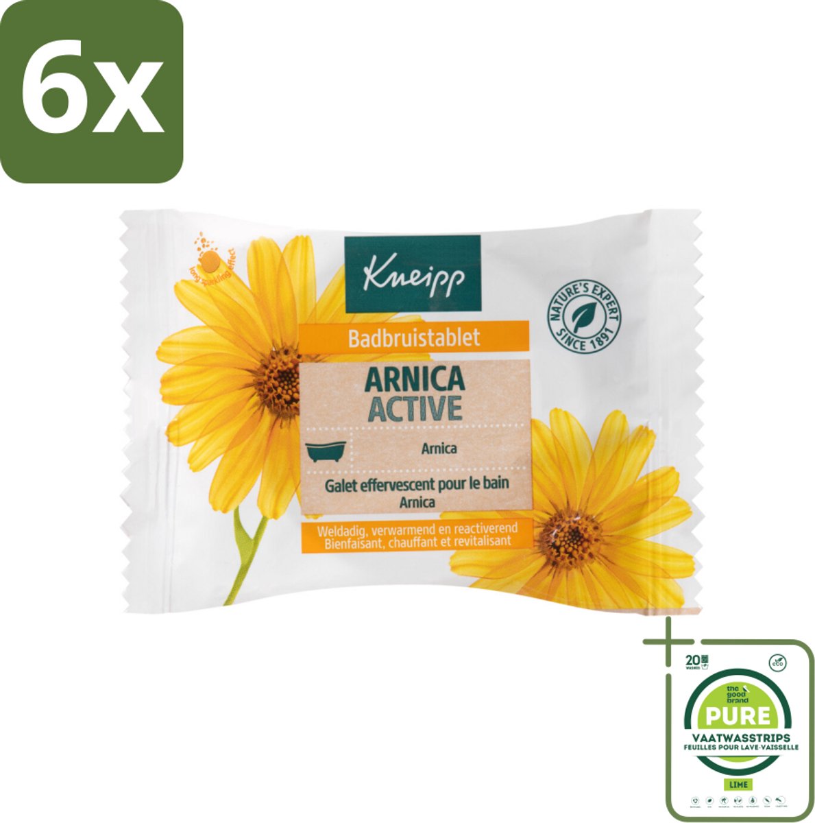 Kneipp - Badbruistablet - Arnica - Voordeelverpakking - 6 stuks - Arnica badtablet - Verwarmend bad