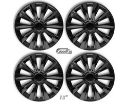 GoodGo Wieldoppen DELTA-BK 13 inch glanzend zwart. Set a 4 stuks (CONTROLEER UW BANDENMAAT en lees a.u.b. de onderstaande, uitgebreide tekst!)