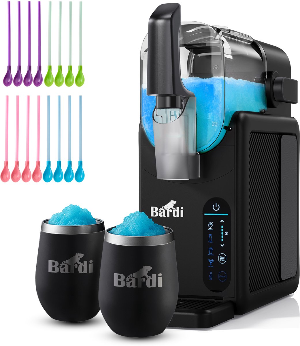 Bardi Slush Hero slushmachine – Zwart – met set cups Zwart