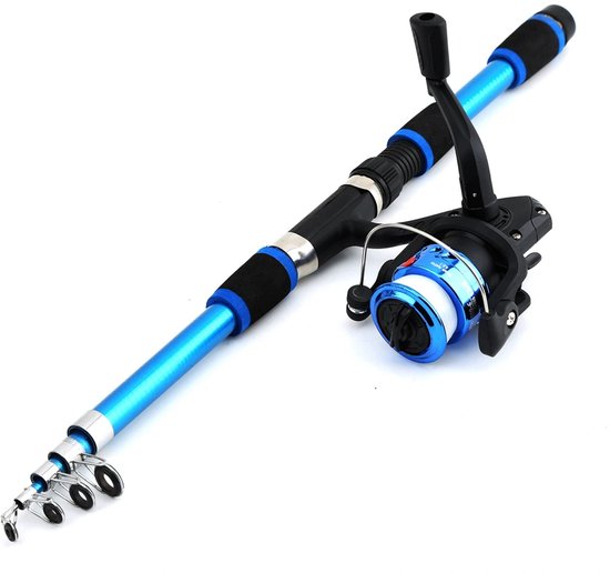 QTTVBTNA Beginner Vishaak Set - Telescopische Hengel 1,8 m - Lichtgewicht, Draagbaar, Blauw - Perfect voor Beginners en Recreatief Vissen van qttvbtna — afbeelding 3