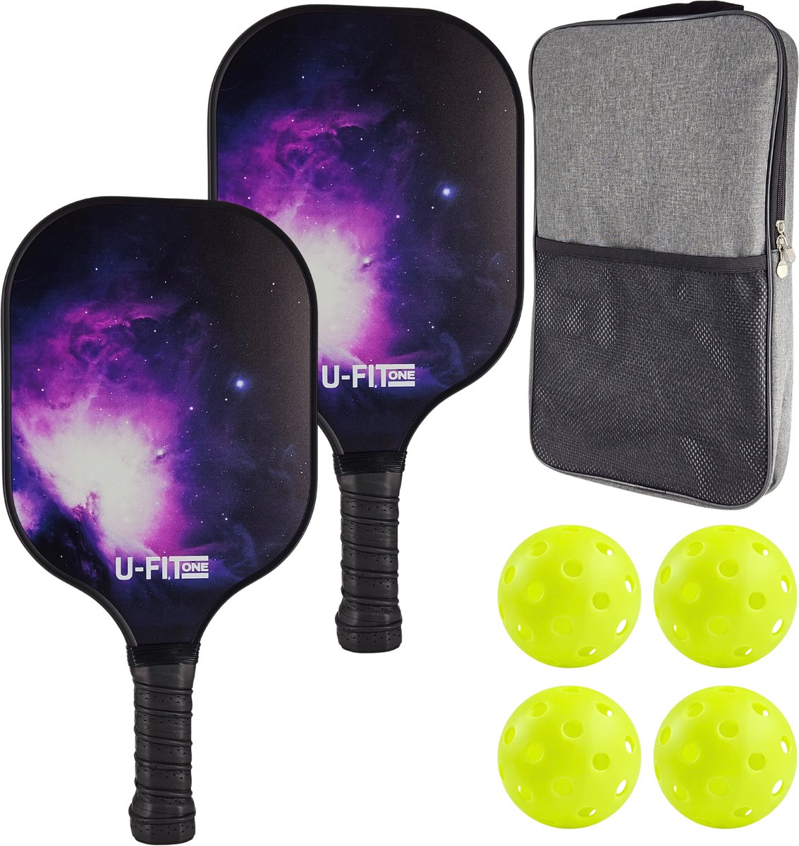 U Fit One Pickleball Set met Ballen – Pickleball Paddles/Rackets – Peddel – Padel – Padel Rackets – Inclusief Tas/Cover - Paars